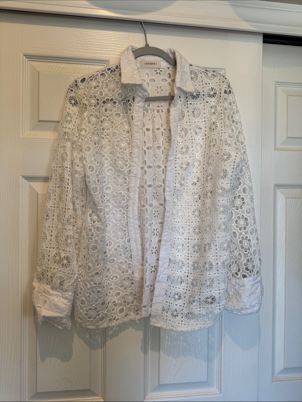 White Eyelet Lace Jacket for Women